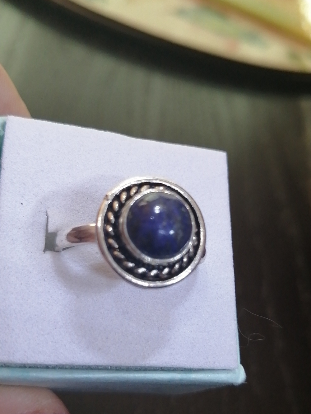 Lapis Lazuli Silver Plated Ring Size 8.5